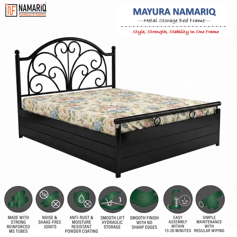 mayura-namariq-heavy-duty-hydraulic-storage-metal-bed-frame-with-designer-scrolled-headboard-bedroom-furniture-easy-assembly-premium-powder-coated-king-queen-single-sizes-black-color