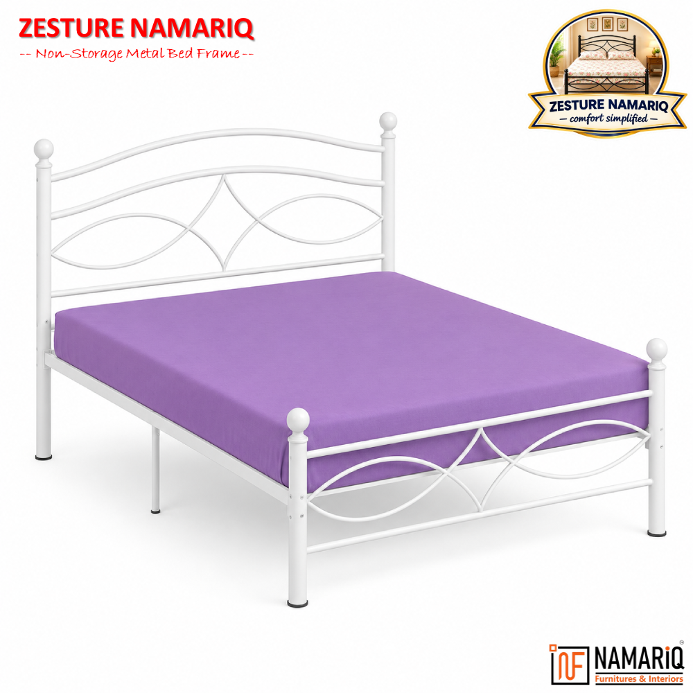 zesture-namariq-solid-wrought-iron-metal-bed-cot-without-inbuilt-storage-box-space-saving-bedroom-furniture-artistic-head-footboard-with-without-mattress-king-queen-single-sizes-powder-coated-white-color