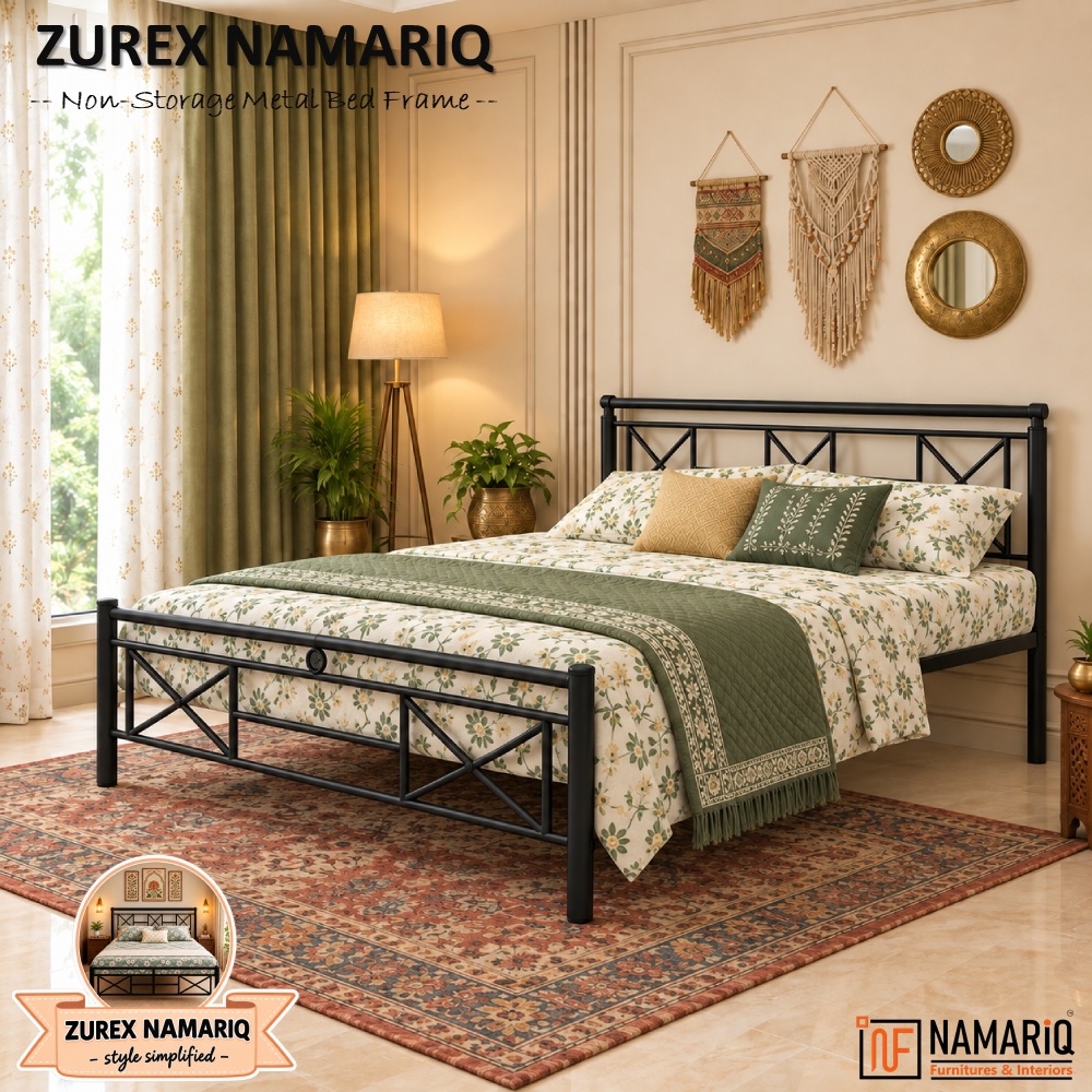 zurex-namariq-heavy-duty-metal-bed-frame-with-modern-geometric-headboard-footboard-bedroom-home-furniture-with-without-mattress-powder-coated-black-finish-king-queen-single-sizes