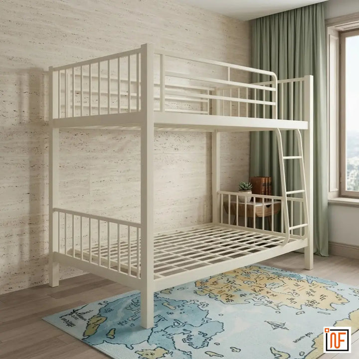RADIANT NAMARIQ: Twin-Over-Twin, Heavy Duty Metal Bunk Bed – Anti-Rust & Water-Resistant Powder Coated Finish – IVORY+2
