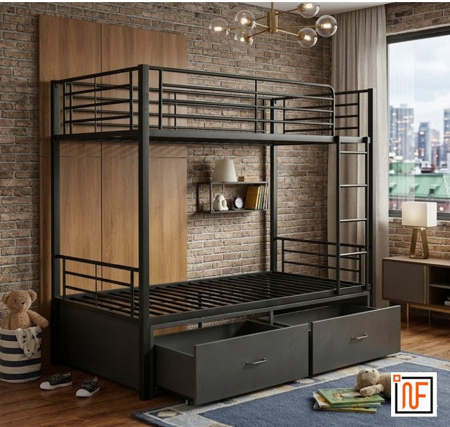 yugma-namariq-twin-over-twin-heavy-duty-metal-bunk-bed-with-integrated-dual-drawer-storage-matte-black-powder-coated-finish-without-mattresses