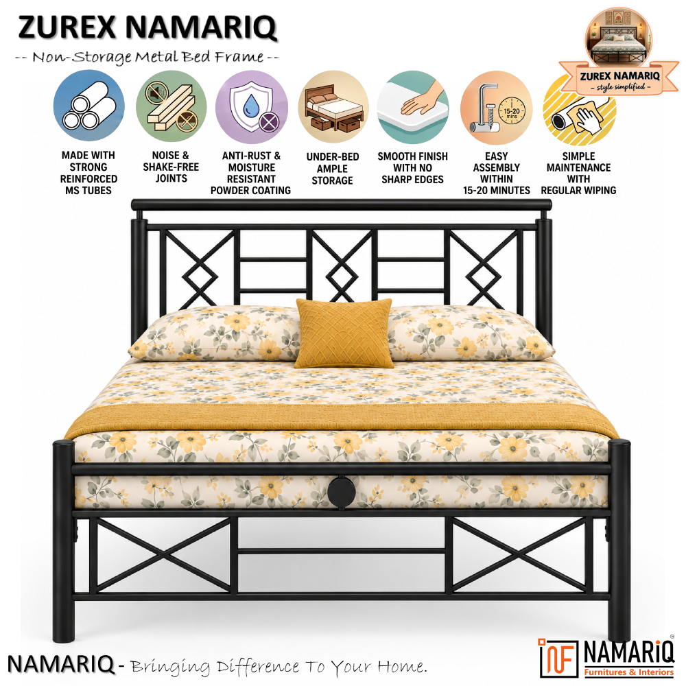 zurex-namariq-heavy-duty-metal-bed-frame-with-modern-geometric-headboard-footboard-bedroom-home-furniture-with-without-mattress-powder-coated-black-finish-king-queen-single-sizes
