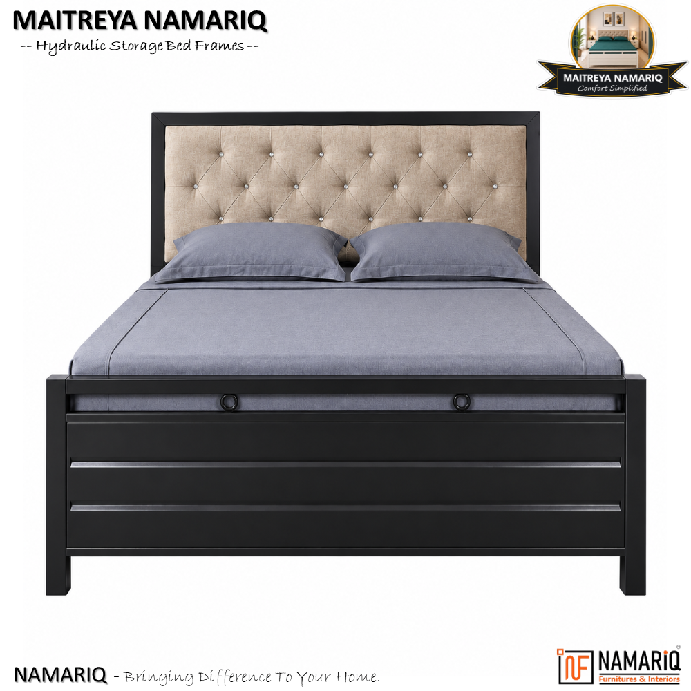 maitreya-namariq-hydraulic-storage-box-metal-bed-frame-with-tufted-fabric-headboard-bedroom-furniture-easy-assembly-premium-powder-coated-king-queen-single-sizes-black-color