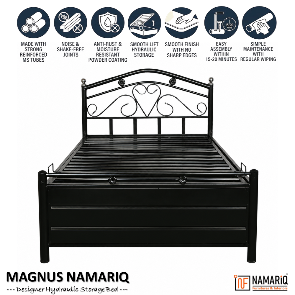 magnus-namariq-hydraulic-storage-metal-bed-frame-with-designer-headboard-bedroom-furniture-easy-assembly-premium-powder-coated-king-queen-single-sizes-black-color