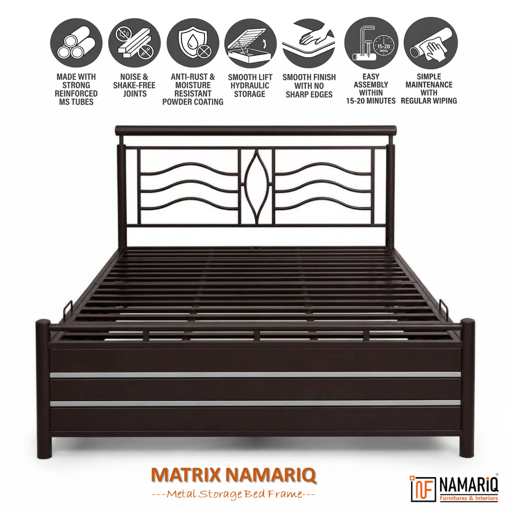matrix-namariq-hydraulic-box-storage-metal-bed-frame-with-designer-headboard-bedroom-furniture-easy-assembly-premium-powder-coated-king-queen-single-sizes-brown-color