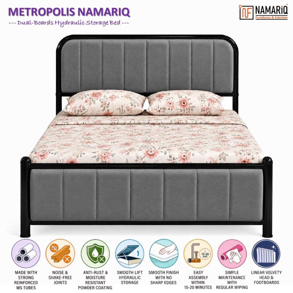 metropolis-namariq-hydraulic-storage-metal-bed-frame-with-cushioned-tufted-head-footboards-bedroom-furniture-easy-assembly-premium-powder-coated-king-queen-single-sizes-black-grey-color