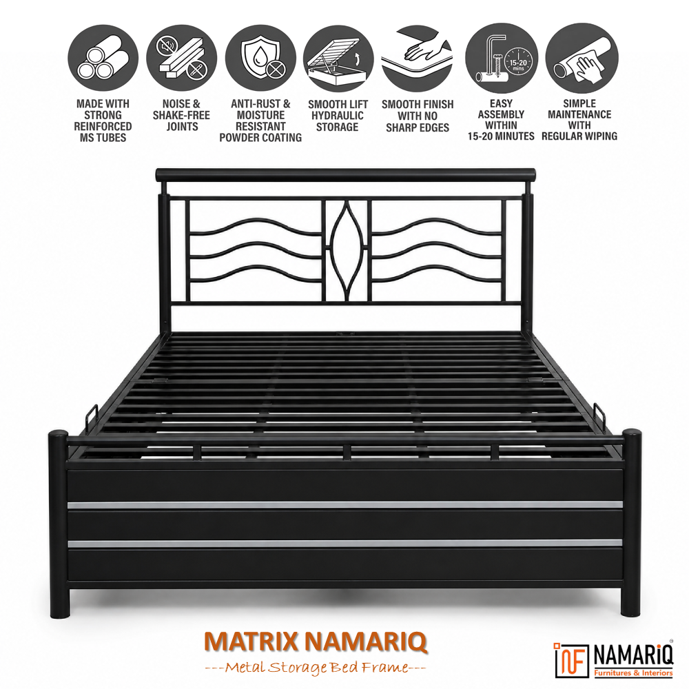 matrix-namariq-hydraulic-box-storage-metal-bed-frame-with-designer-headboard-bedroom-furniture-easy-assembly-premium-powder-coated-king-queen-single-sizes-black-color