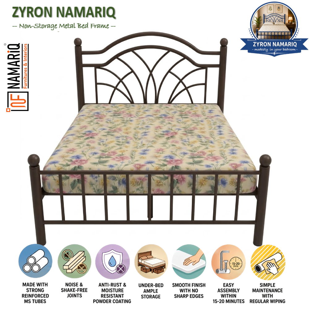 zyron-namariq-solid-wrought-iron-metal-bed-cot-without-inbuilt-storage-box-space-saving-bedroom-furniture-artistic-head-footboard-with-without-mattress-king-queen-single-sizes-powder-coated-brown-color