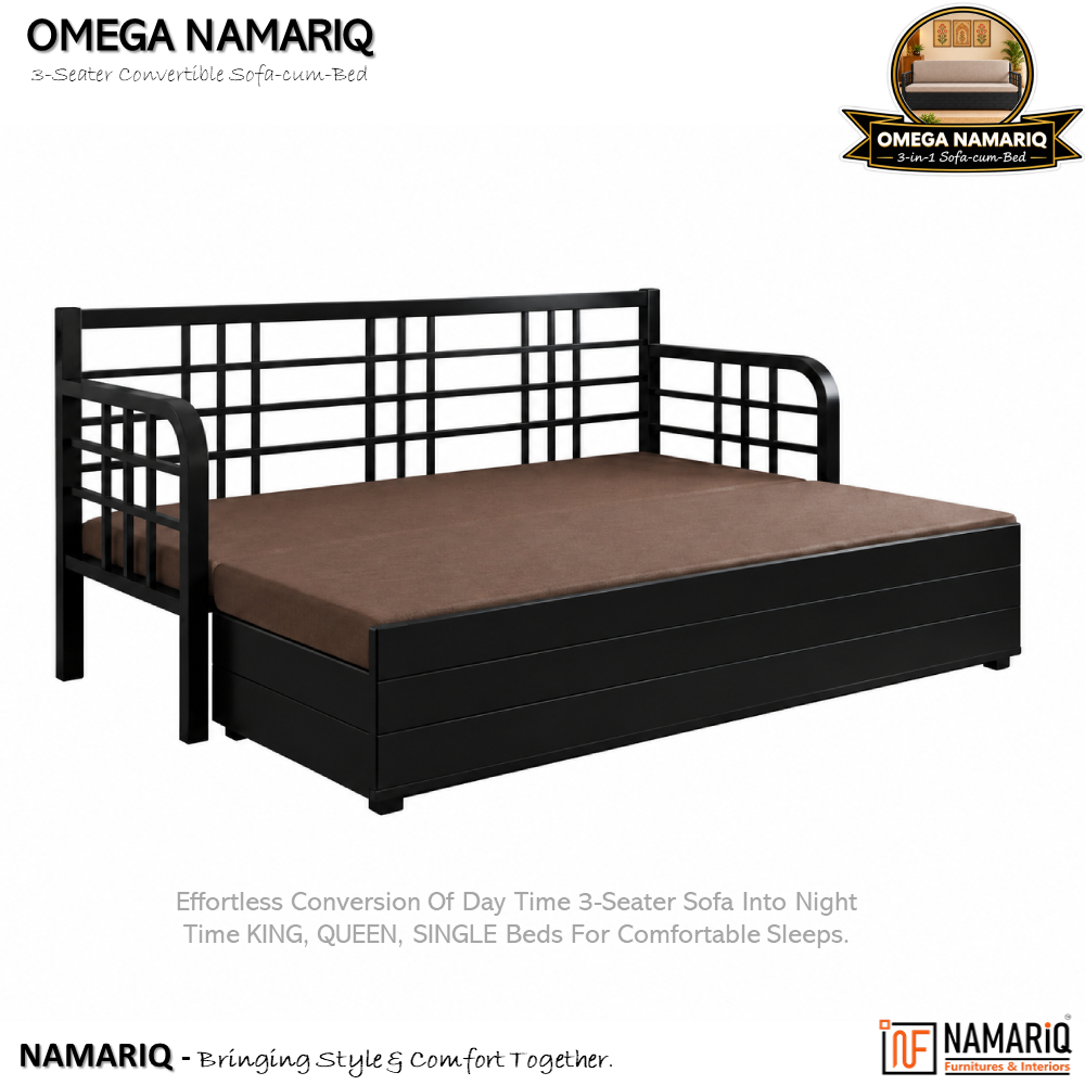 omega-namariq-3-seater-metal-convertible-sofa-cum-bed-hydraulic-storage-box-space-saving-livingroom-home-furniture-easy-assembly-mattress-cushions-included-black-frame-with-brown-fabric