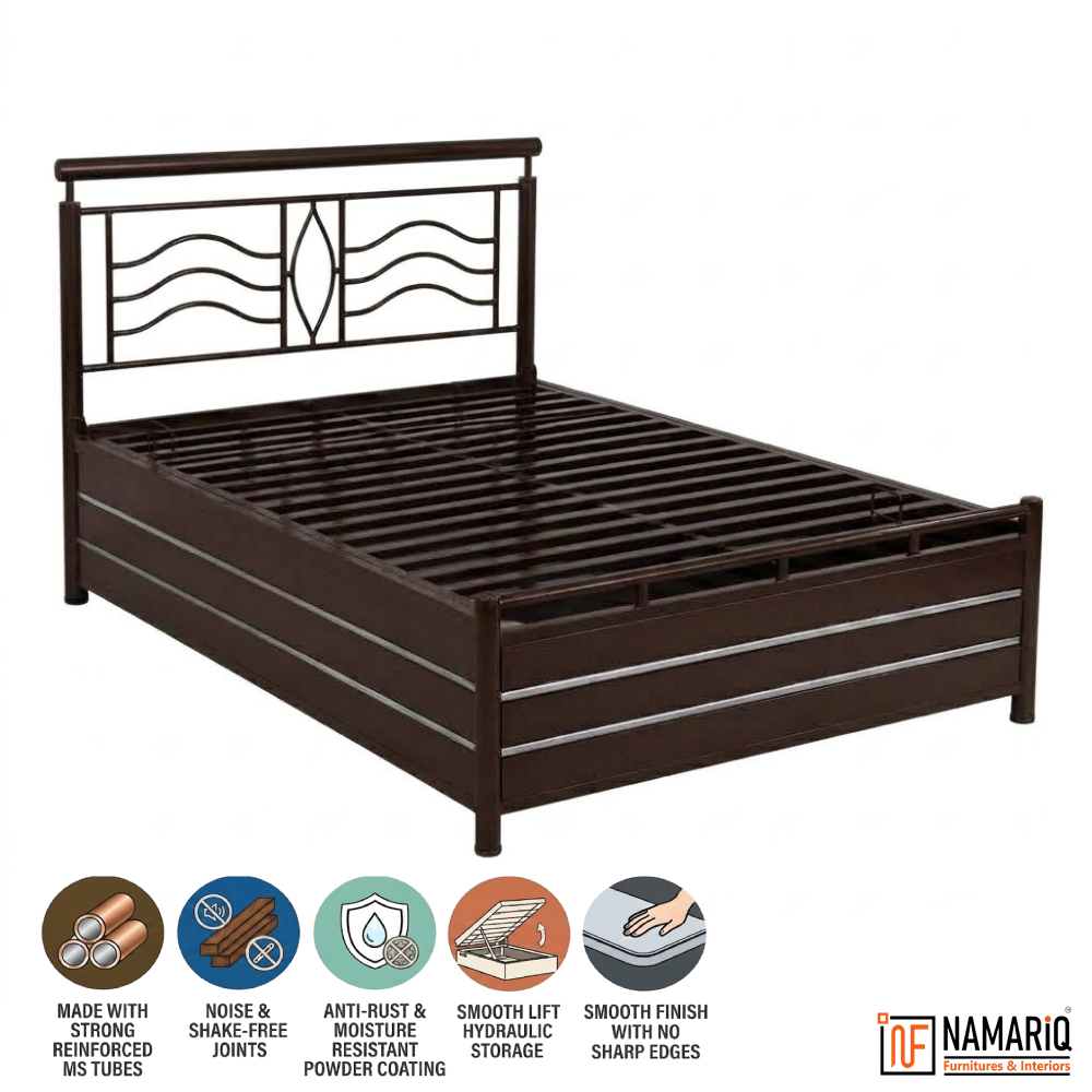 matrix-namariq-hydraulic-box-storage-metal-bed-frame-with-designer-headboard-bedroom-furniture-easy-assembly-premium-powder-coated-king-queen-single-sizes-brown-color