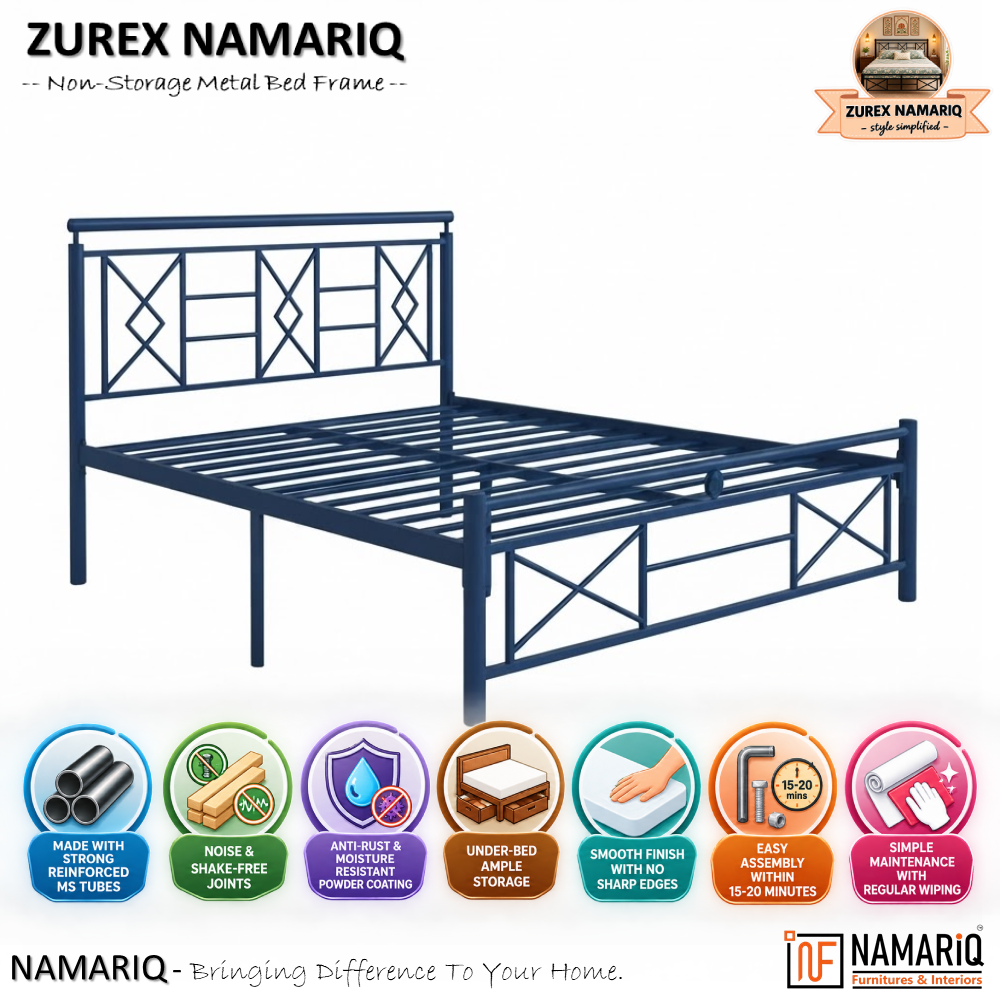 zurex-namariq-heavy-duty-metal-bed-frame-with-modern-geometric-headboard-footboard-bedroom-home-furniture-with-without-mattress-powder-coated-blue-finish-king-queen-single-sizes