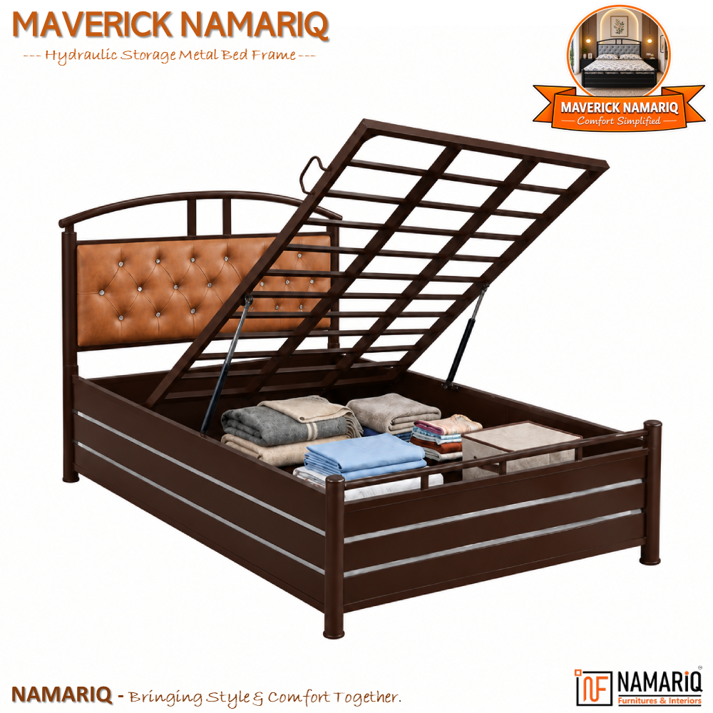 maverick-namariq-hydraulic-storage-metal-bed-frame-with-cushioned-tufted-headboard-bedroom-furniture-easy-assembly-premium-powder-coated-king-queen-single-sizes-brown-brown-color