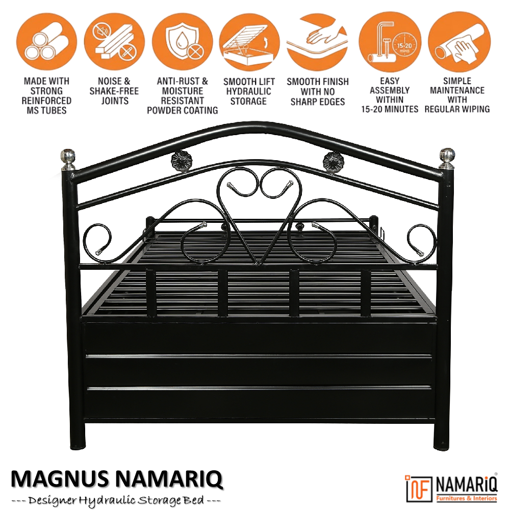 magnus-namariq-hydraulic-storage-metal-bed-frame-with-designer-headboard-bedroom-furniture-easy-assembly-premium-powder-coated-king-queen-single-sizes-black-color