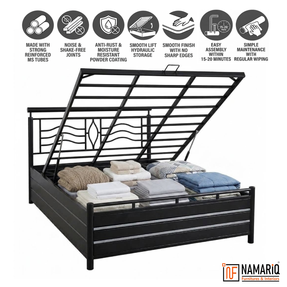 matrix-namariq-hydraulic-box-storage-metal-bed-frame-with-designer-headboard-bedroom-furniture-easy-assembly-premium-powder-coated-king-queen-single-sizes-black-color