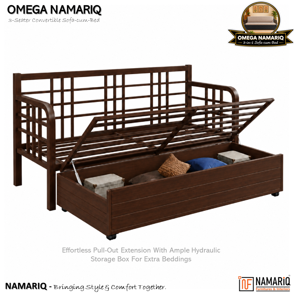 omega-namariq-3-seater-metal-convertible-sofa-cum-bed-hydraulic-storage-box-space-saving-livingroom-home-furniture-easy-assembly-mattress-cushions-included-brown-frame-with-orange-fabric