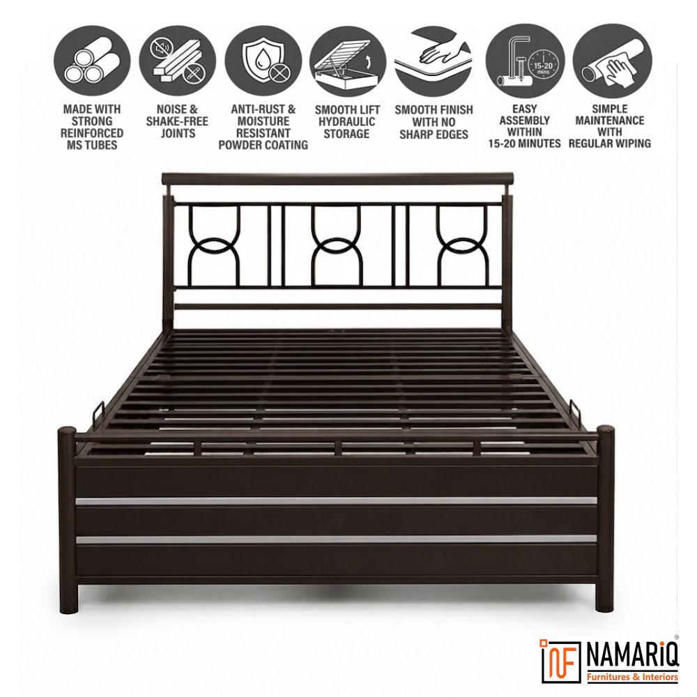 momentum-namariq-heavy-duty-hydraulic-storage-metal-bed-frame-with-designer-headboard-bedroom-furniture-easy-assembly-premium-powder-coated-king-queen-single-sizes-brown-color
