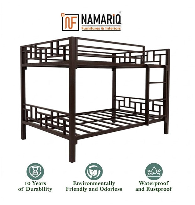 parivar-namariq-upgrade-your-sleep-space-with-the-namariq-full-over-full-metal-bunk-bed-for-4-persons-without-box-storage-without-mattresses-dark-brown-powder-coated-finish