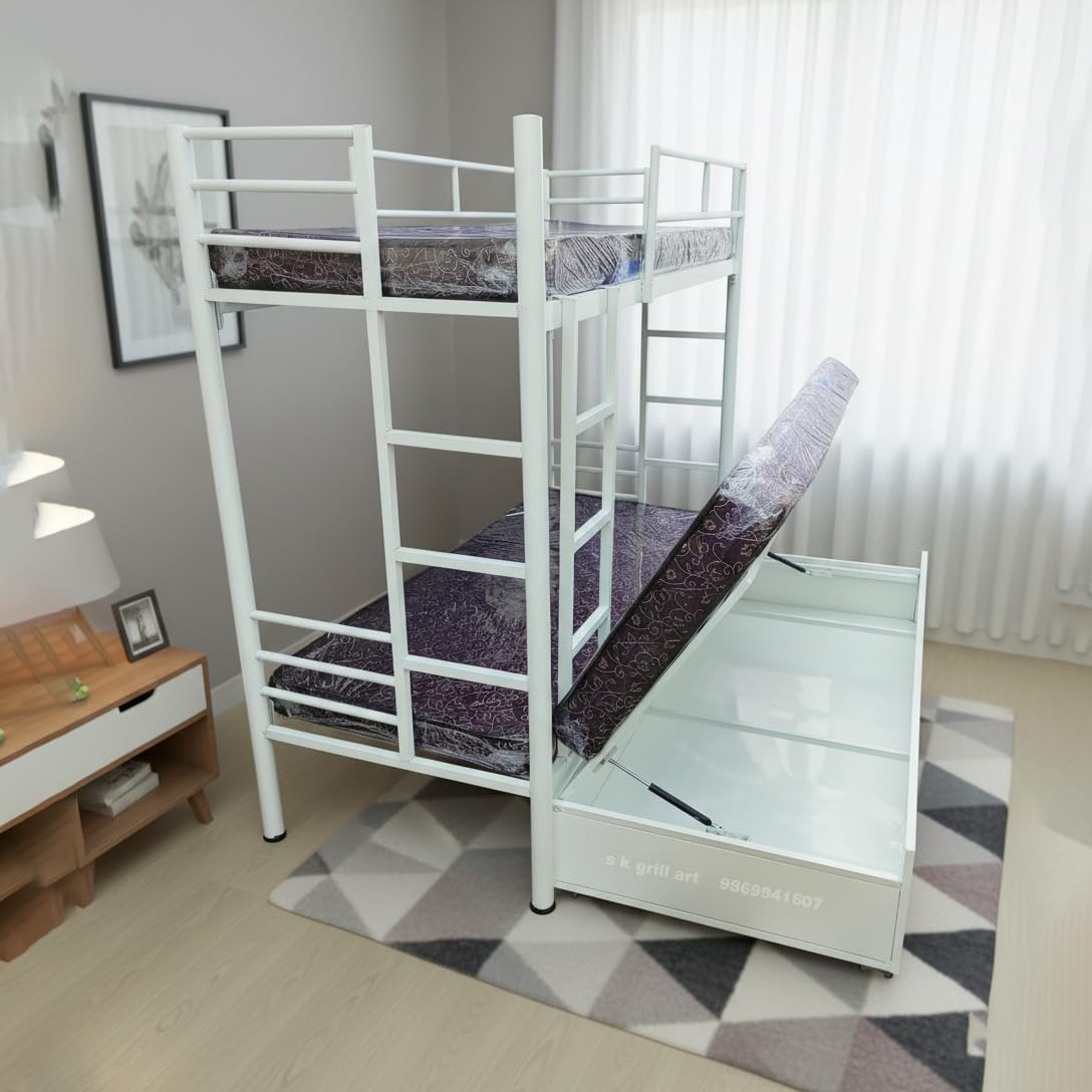 wrought-iron-bunk-bed-with-storage-box-for-adults-metal-frame-powder-coated-ivory
