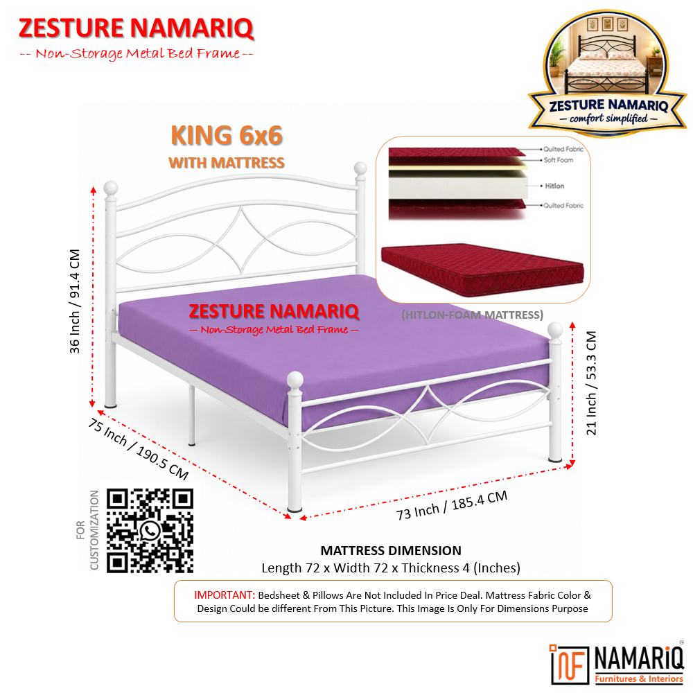 zesture-namariq-solid-wrought-iron-metal-bed-cot-without-inbuilt-storage-box-space-saving-bedroom-furniture-artistic-head-footboard-with-without-mattress-king-queen-single-sizes-powder-coated-white-color