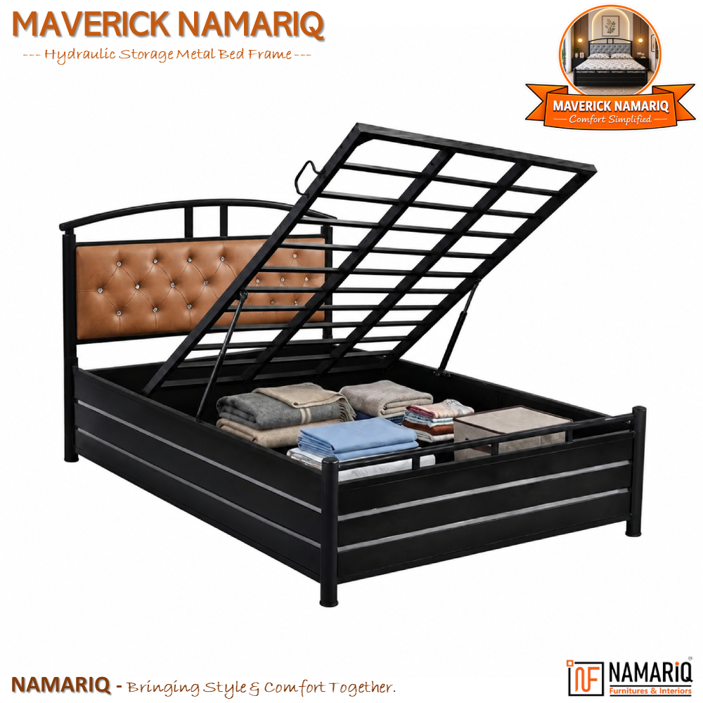 maverick-namariq-hydraulic-storage-metal-bed-frame-with-cushioned-tufted-headboard-bedroom-furniture-easy-assembly-premium-powder-coated-king-queen-single-sizes-black-brown-color