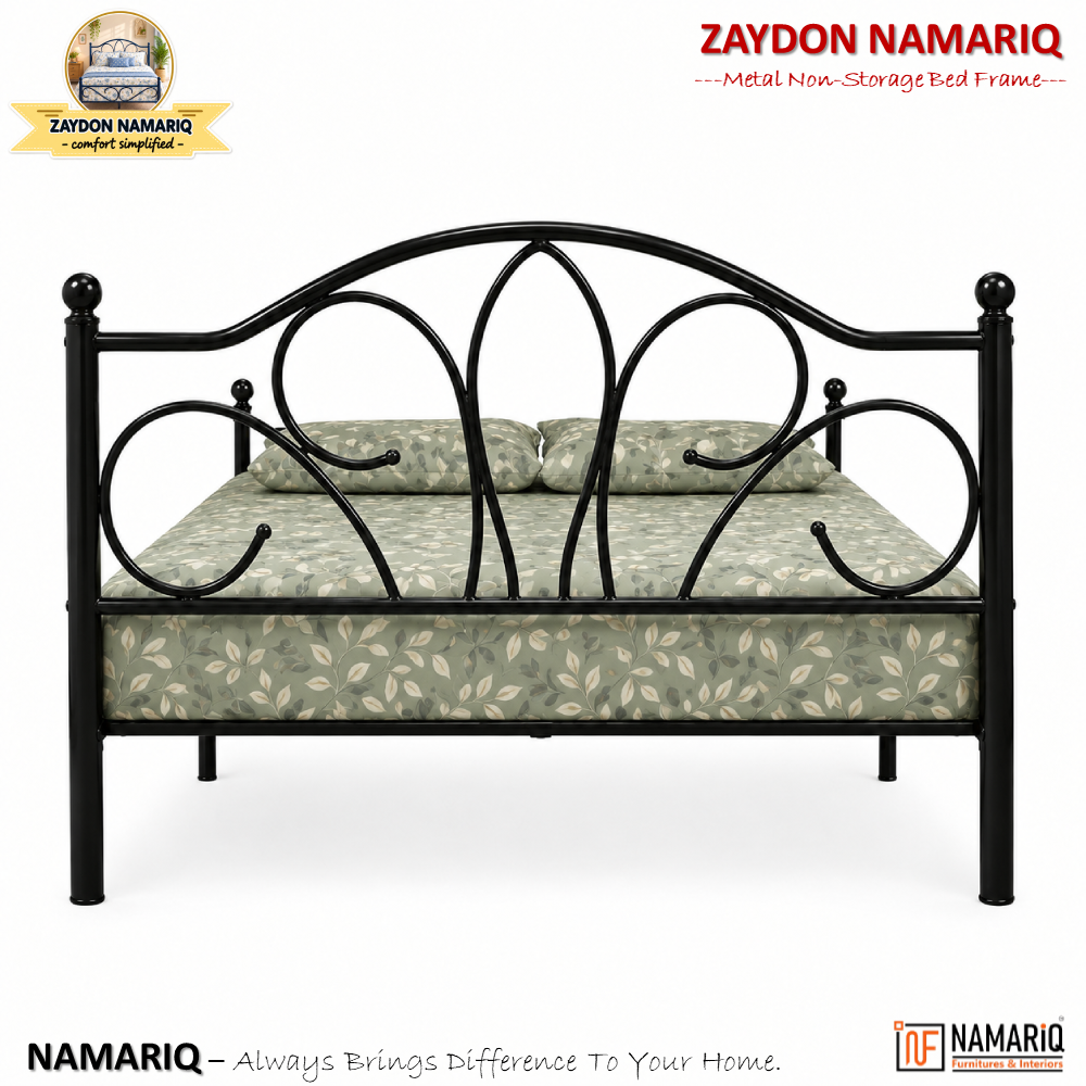 zaydon-namariq-solid-wrought-iron-metal-bed-cot-without-inbuilt-storage-box-space-saving-bedroom-furniture-artistic-head-footboard-with-without-mattress-king-queen-single-twin-sizes-powder-coated-black-color