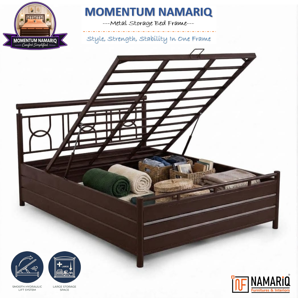 momentum-namariq-heavy-duty-hydraulic-storage-metal-bed-frame-with-designer-headboard-bedroom-furniture-easy-assembly-premium-powder-coated-king-queen-single-sizes-brown-color