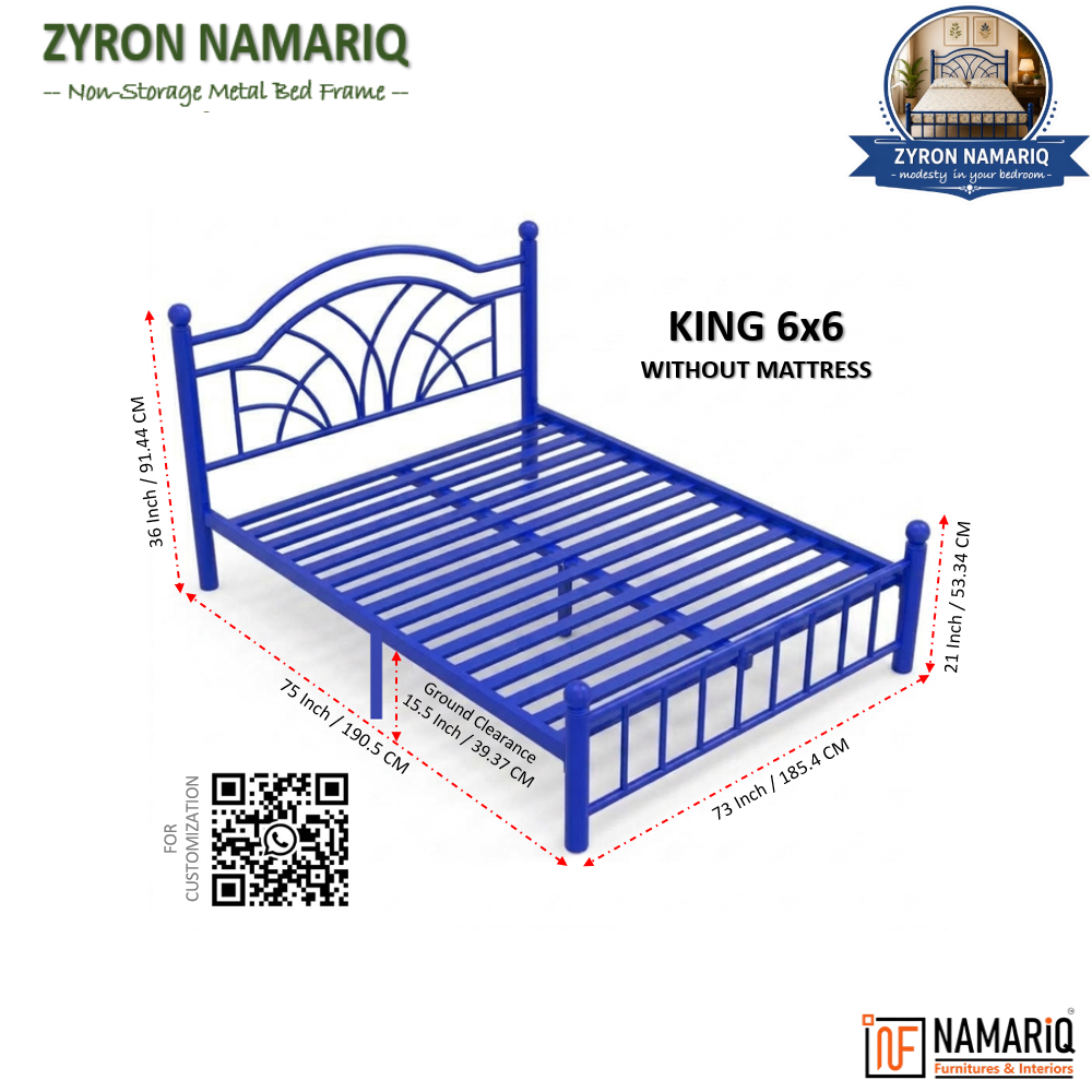 zyron-namariq-solid-wrought-iron-metal-bed-cot-without-inbuilt-storage-box-space-saving-bedroom-furniture-artistic-head-footboard-with-without-mattress-king-queen-single-sizes-powder-coated-blue-color