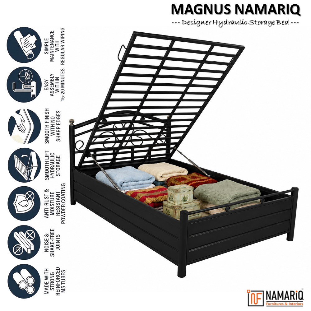magnus-namariq-hydraulic-storage-metal-bed-frame-with-designer-headboard-bedroom-furniture-easy-assembly-premium-powder-coated-king-queen-single-sizes-black-color