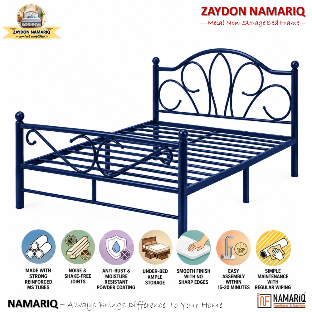 zaydon-namariq-solid-wrought-iron-metal-bed-cot-without-inbuilt-storage-box-space-saving-bedroom-furniture-artistic-head-footboard-with-without-mattress-king-queen-single-twin-sizes-powder-coated-blue-color