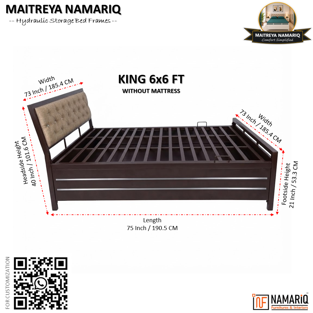 maitreya-namariq-hydraulic-storage-box-metal-bed-frame-with-tufted-fabric-headboard-bedroom-furniture-easy-assembly-premium-powder-coated-king-queen-single-sizes-brown-color