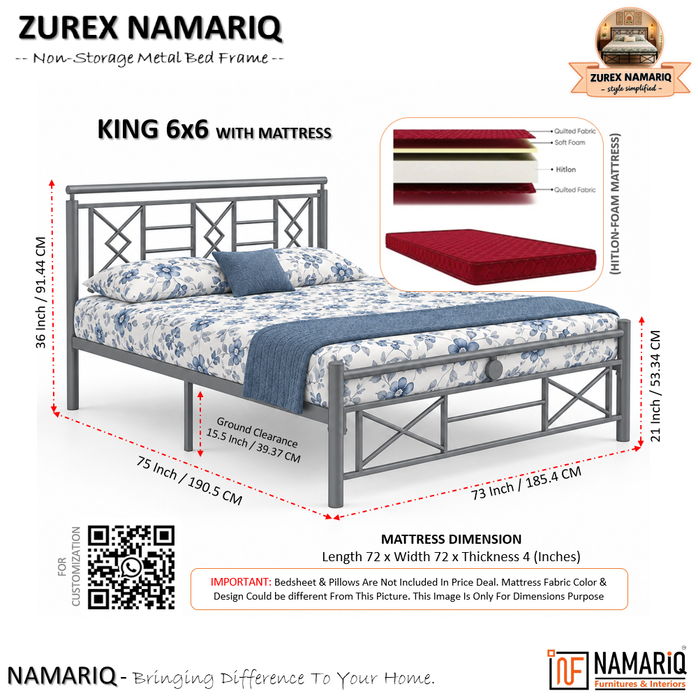 zurex-namariq-heavy-duty-metal-bed-frame-with-modern-geometric-headboard-footboard-bedroom-home-furniture-with-without-mattress-powder-coated-grey-finish-king-queen-single-sizes