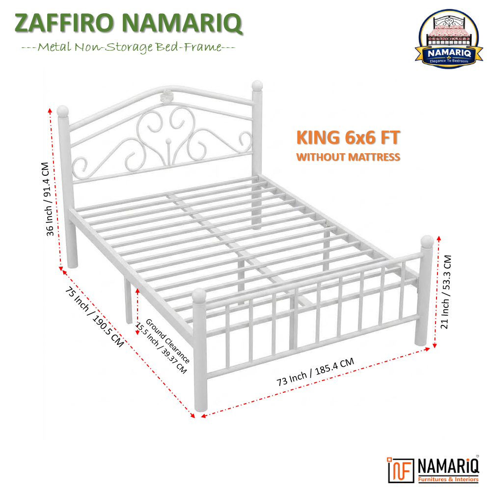 zaffiro-namariq-wrought-iron-modern-metal-bed-cot-without-inbuilt-storage-box-space-saving-bedroom-furniture-artistic-head-footboard-with-without-mattress-king-queen-single-sizes-powder-coated-white-color