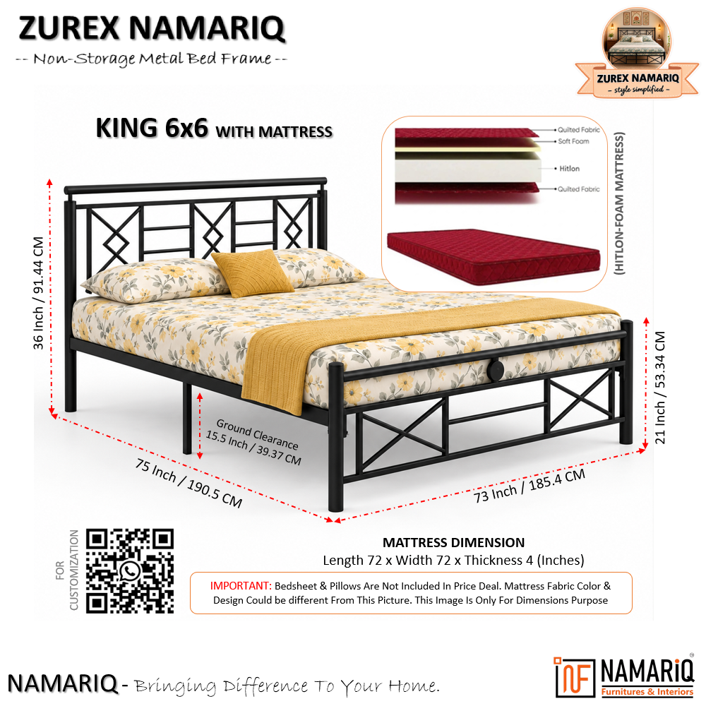 zurex-namariq-heavy-duty-metal-bed-frame-with-modern-geometric-headboard-footboard-bedroom-home-furniture-with-without-mattress-powder-coated-black-finish-king-queen-single-sizes