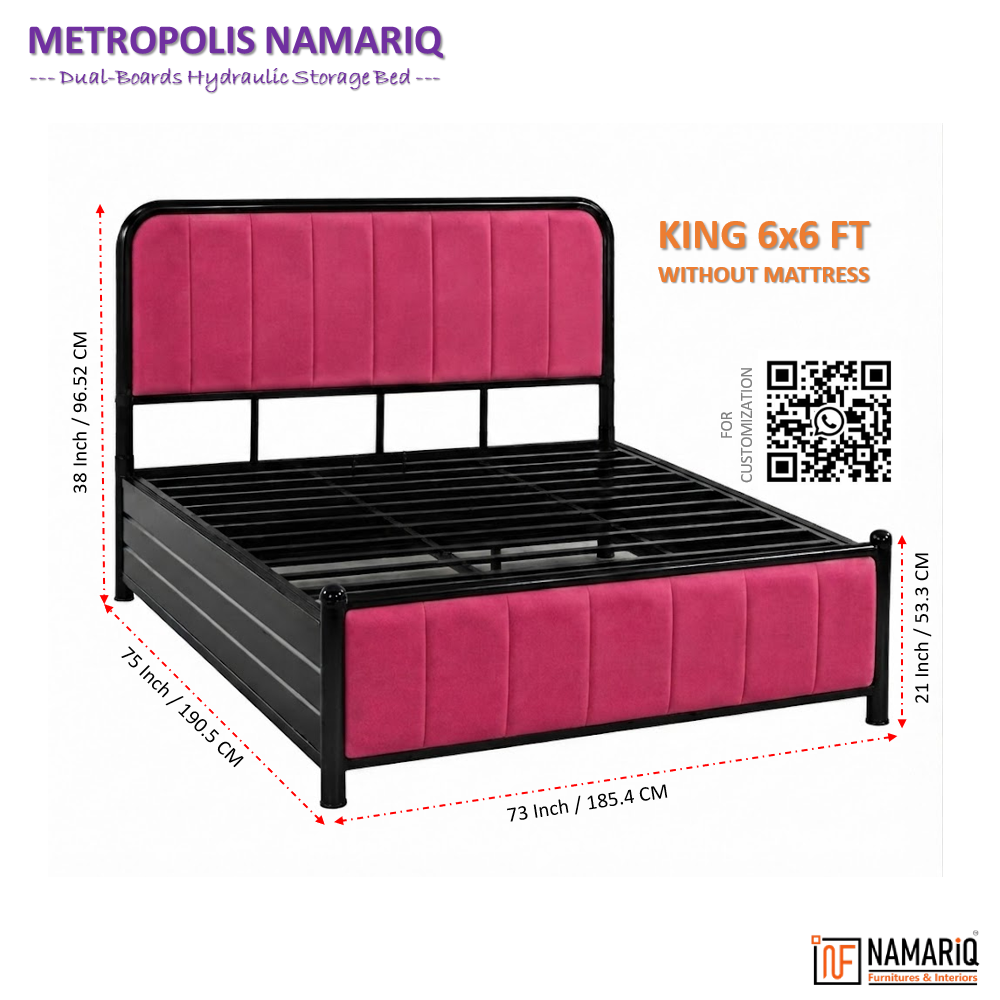 metropolis-namariq-hydraulic-storage-metal-bed-frame-with-cushioned-tufted-head-footboards-bedroom-furniture-easy-assembly-premium-powder-coated-king-queen-single-sizes-black-pink-color