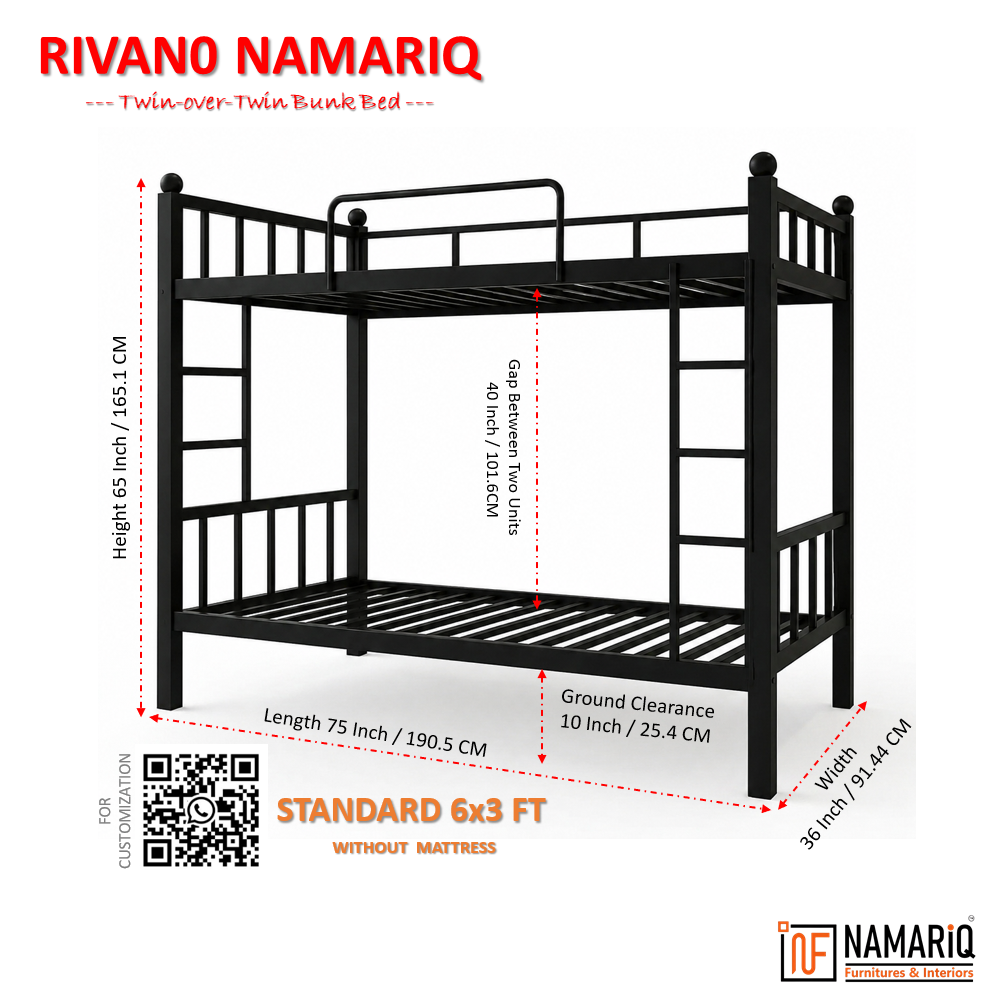 rivano-namariq-twin-bunk-bed-frame-heavy-duty-with-dual-ladder-safety-guardrails-space-saving-bed-for-kids-teens-adults-with-or-without-mattress-easy-assembly-powder-coated-black-color
