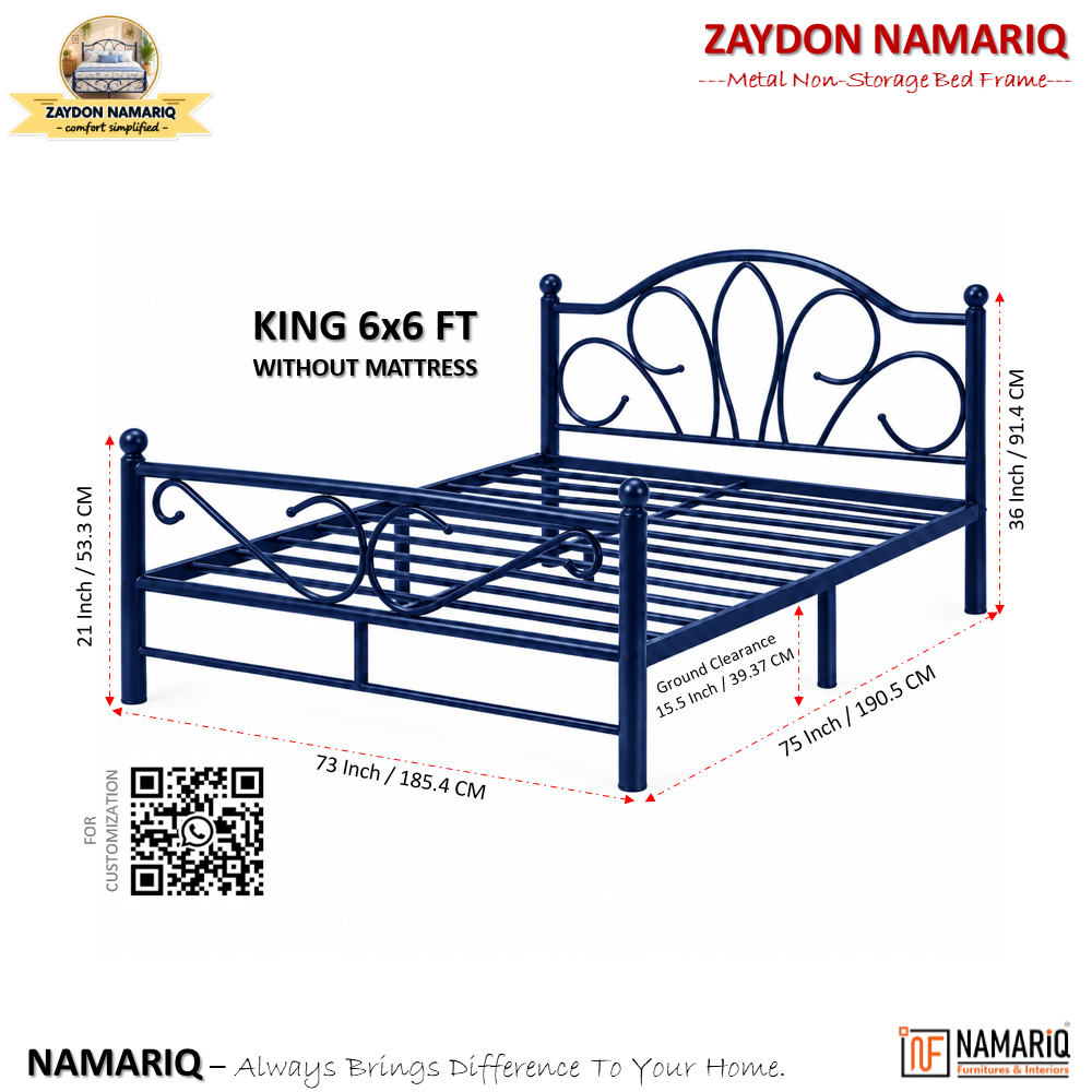 zaydon-namariq-solid-wrought-iron-metal-bed-cot-without-inbuilt-storage-box-space-saving-bedroom-furniture-artistic-head-footboard-with-without-mattress-king-queen-single-twin-sizes-powder-coated-blue-color