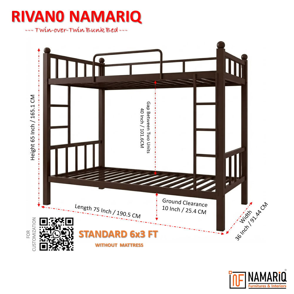 rivano-namariq-twin-bunk-bed-frame-heavy-duty-with-dual-ladder-safety-guardrails-space-saving-bed-for-kids-teens-adults-with-or-without-mattress-easy-assembly-powder-coated-brown-color