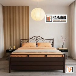 MONTROSE NAMARIQ: Romantically Designed Wrought Iron Metal Bed – With Hydraulic Box Storage – Water Resistant & Anti-Rust Powder Coated Finish - BROWN