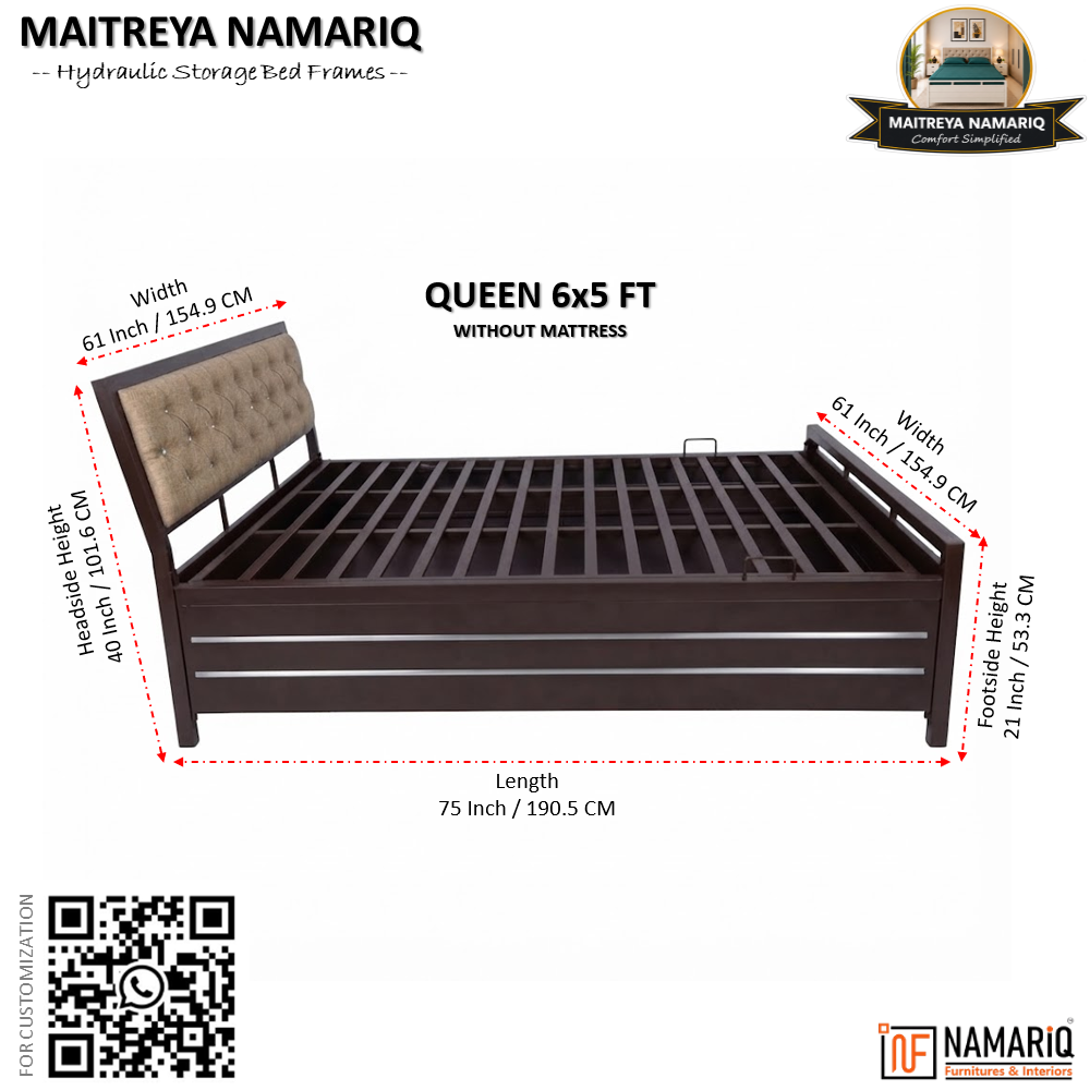 maitreya-namariq-hydraulic-storage-box-metal-bed-frame-with-tufted-fabric-headboard-bedroom-furniture-easy-assembly-premium-powder-coated-king-queen-single-sizes-brown-color
