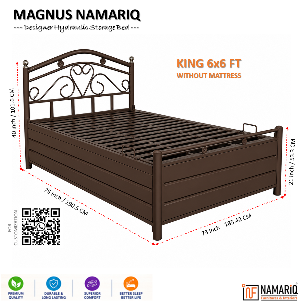 magnus-namariq-hydraulic-storage-metal-bed-frame-with-designer-headboard-bedroom-furniture-easy-assembly-premium-powder-coated-king-queen-single-sizes-brown-color
