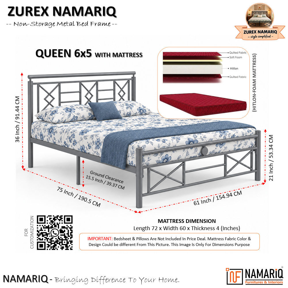 zurex-namariq-heavy-duty-metal-bed-frame-with-modern-geometric-headboard-footboard-bedroom-home-furniture-with-without-mattress-powder-coated-grey-finish-king-queen-single-sizes