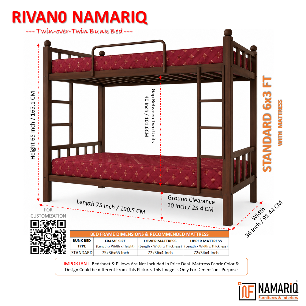 rivano-namariq-twin-bunk-bed-frame-heavy-duty-with-dual-ladder-safety-guardrails-space-saving-bed-for-kids-teens-adults-with-or-without-mattress-easy-assembly-powder-coated-brown-color