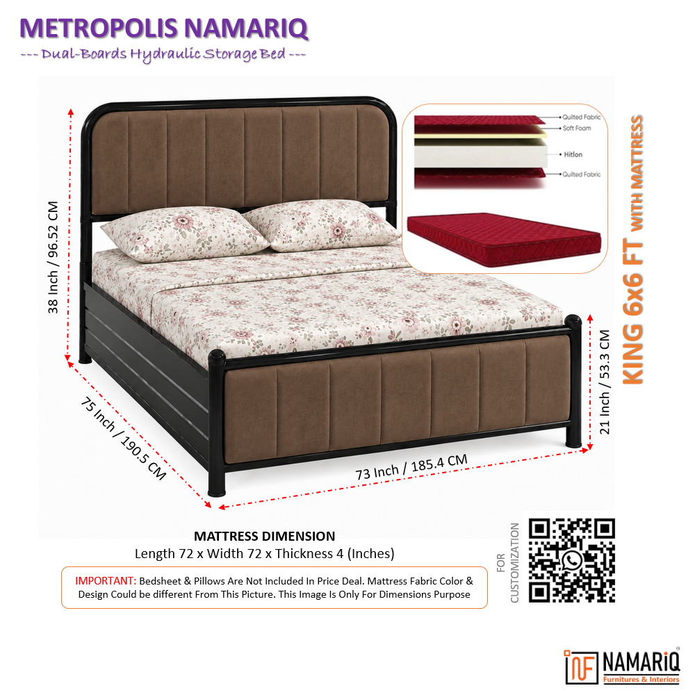 metropolis-namariq-hydraulic-storage-metal-bed-frame-with-cushioned-tufted-head-footboards-bedroom-furniture-easy-assembly-premium-powder-coated-king-queen-single-sizes-black-brown-color