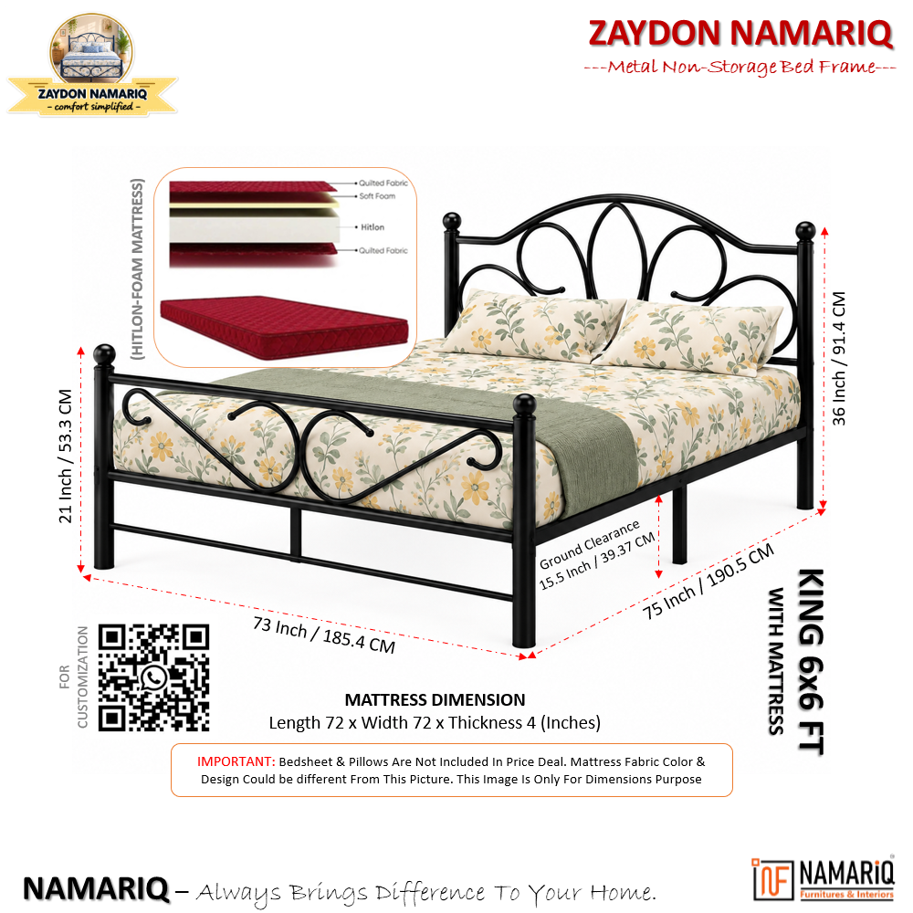 zaydon-namariq-solid-wrought-iron-metal-bed-cot-without-inbuilt-storage-box-space-saving-bedroom-furniture-artistic-head-footboard-with-without-mattress-king-queen-single-twin-sizes-powder-coated-black-color