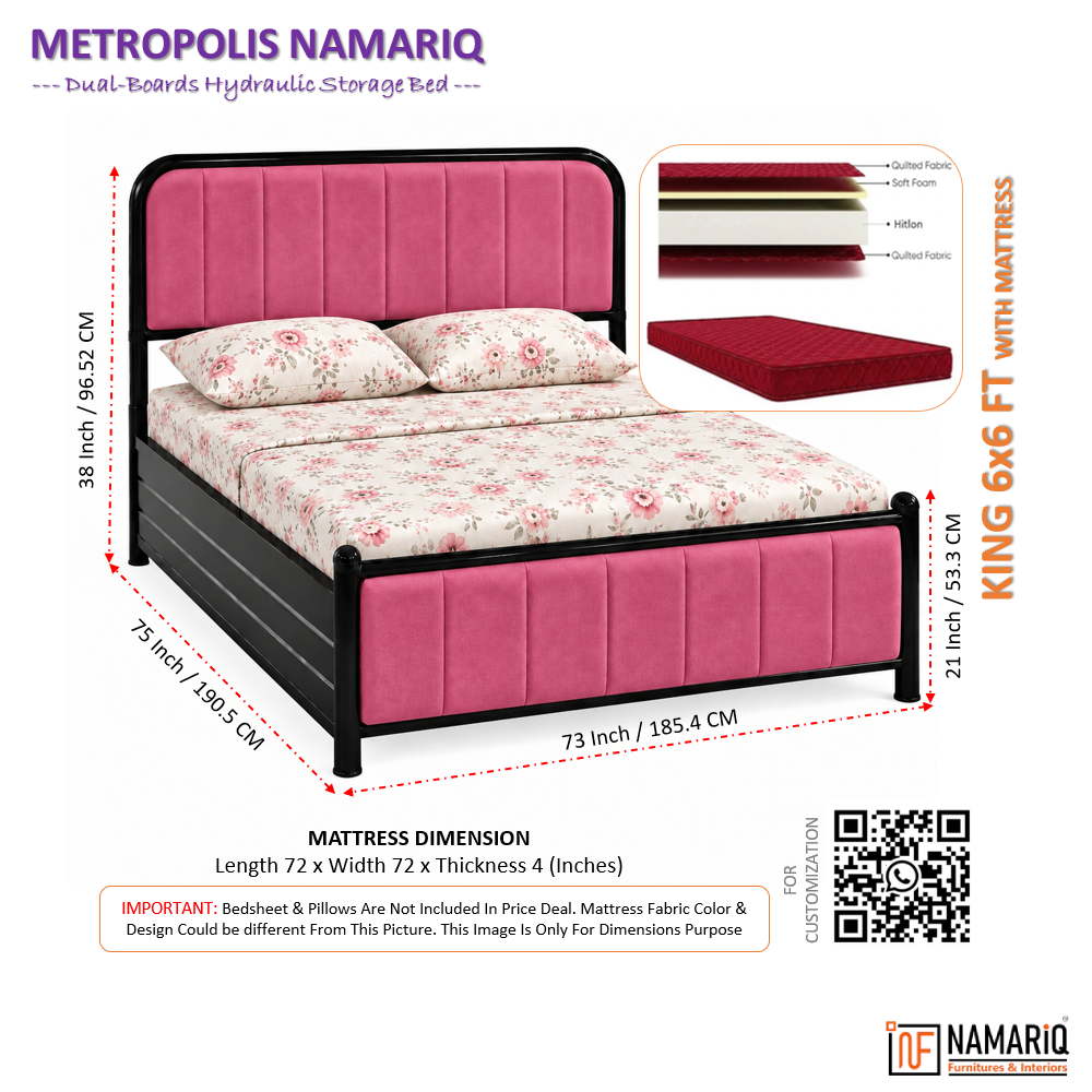 metropolis-namariq-hydraulic-storage-metal-bed-frame-with-cushioned-tufted-head-footboards-bedroom-furniture-easy-assembly-premium-powder-coated-king-queen-single-sizes-black-pink-color