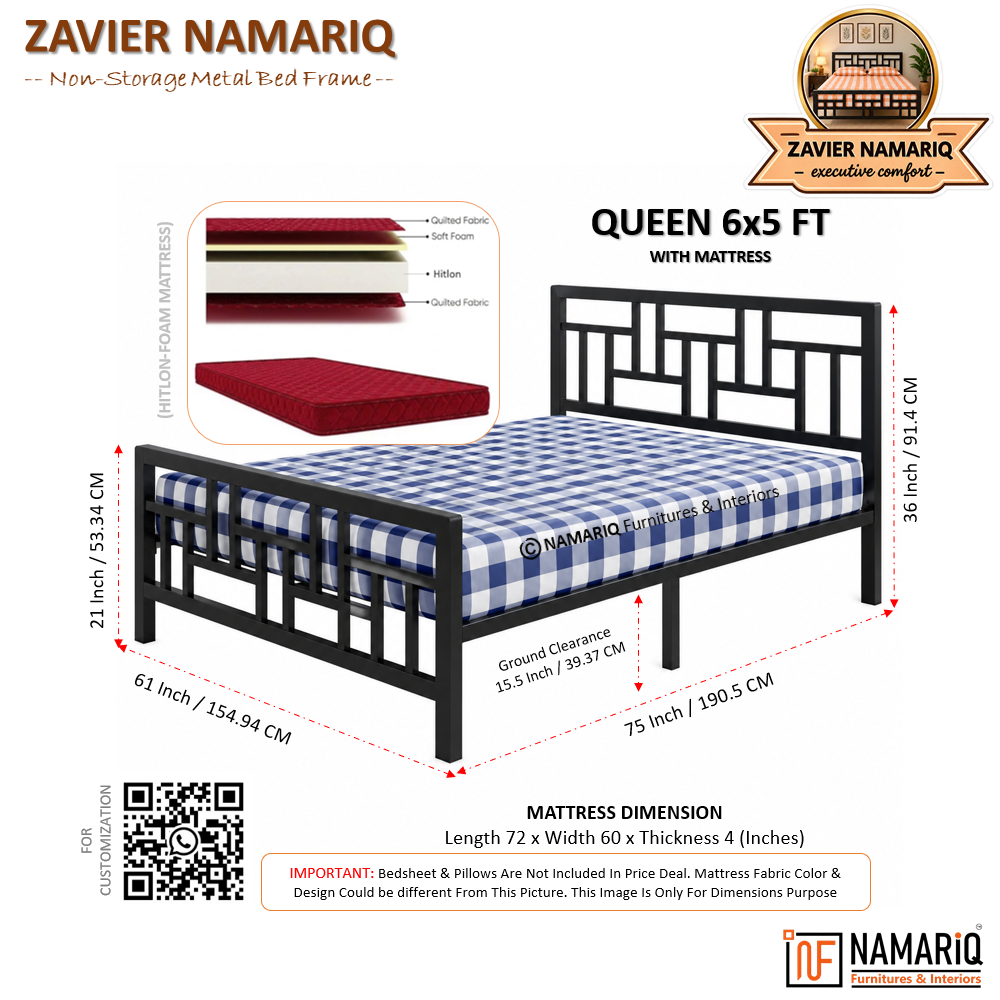 zavier-namariq-solid-wrought-iron-metal-bed-cot-without-inbuilt-storage-box-space-saving-bedroom-furniture-artistic-head-footboard-with-without-mattress-king-queen-single-sizes-powder-coated-black-color