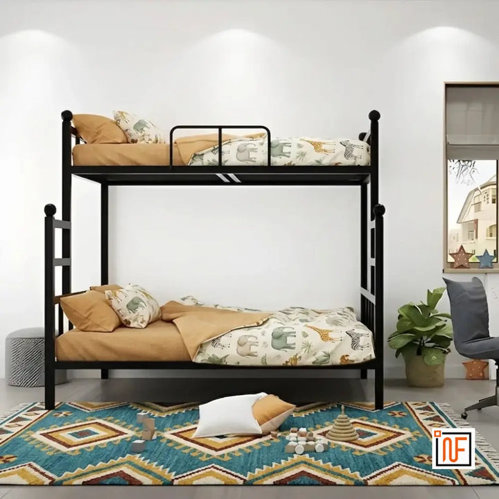 DOMINUS NAMARIQ: Twin-Over-Full, Heavy Duty Metal Bunk Bed – Anti-Rust & Water-Resistant Powder Coated Finish – BLACK, BROWN, IVORY+2