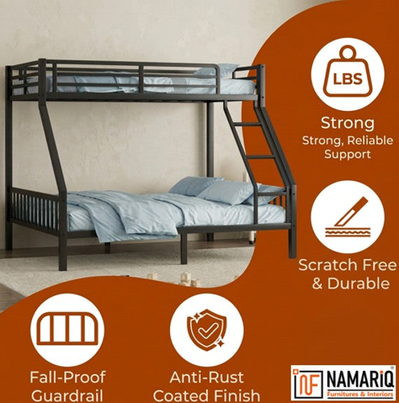 kutumb-namariq-twin-over-full-heavy-duty-metal-bunk-bed-space-saving-designed-for-family-with-parents-and-a-kid-without-storage-box-without-mattresses-matte-black-powder-coated-finish