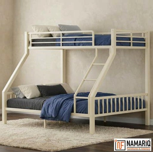 kutumb-namariq-twin-over-full-heavy-duty-metal-bunk-bed-space-saving-designed-for-family-with-parents-and-a-kid-without-storage-box-without-mattresses-ivory-white-powder-coated-finish