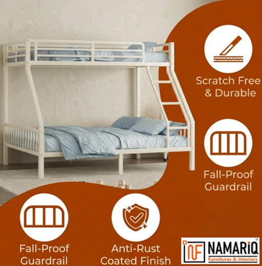 kutumb-namariq-twin-over-full-heavy-duty-metal-bunk-bed-space-saving-designed-for-family-with-parents-and-a-kid-without-storage-box-without-mattresses-ivory-white-powder-coated-finish